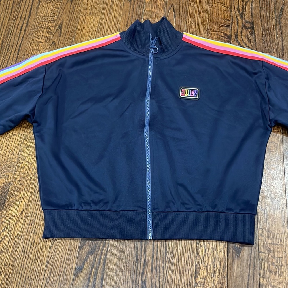 Juicy Couture rainbow striped track jacket!l size M - Picture 2 of 8